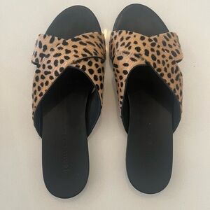 Jenni Kayne Ponyhair Crossover Sandal Cheetah Print